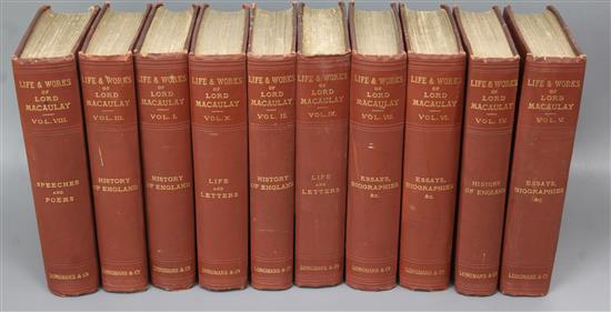 Macaulay, Thomas Babington, 1st Baron Macaulay - Works, Edinburgh edition, 10 vols, 8vo, cloth, London